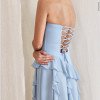VESTIDO AUSTRÁLIA LONGO BABADOS T.Q.C - AZUL SERENITY