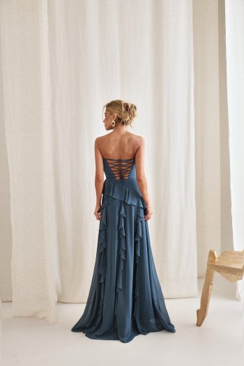 VESTIDO AUSTRÁLIA LONGO BABADOS T.Q.C - VERDE GARRAFA