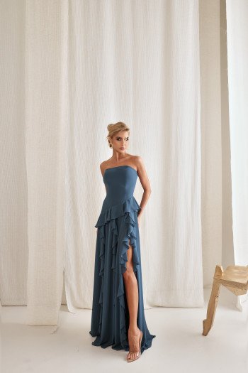 VESTIDO AUSTRÁLIA LONGO BABADOS T.Q.C - VERDE GARRAFA