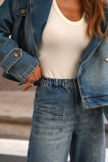 CALÇA KEILA JEANS CÓS ELÁSTICO - AZUL