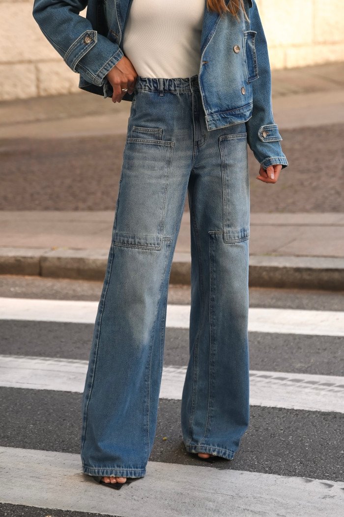CALÇA KEILA JEANS CÓS ELÁSTICO - AZUL