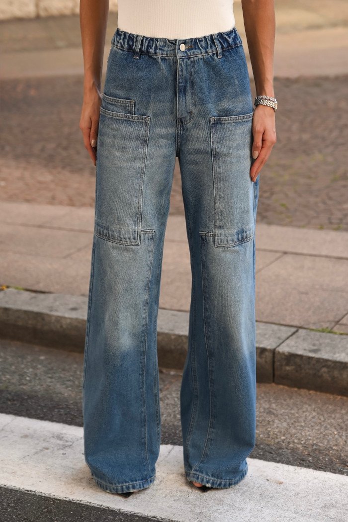 CALÇA KEILA JEANS CÓS ELÁSTICO - AZUL