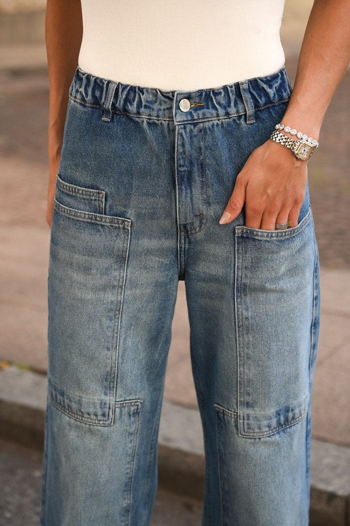 CALÇA KEILA JEANS CÓS ELÁSTICO - AZUL
