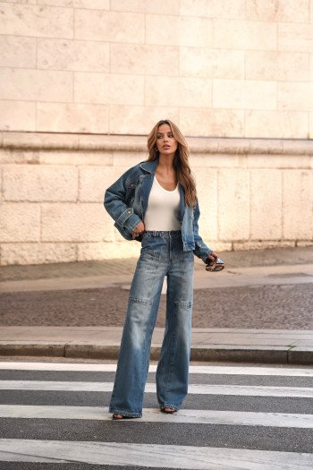 CALÇA KEILA JEANS CÓS ELÁSTICO - AZUL