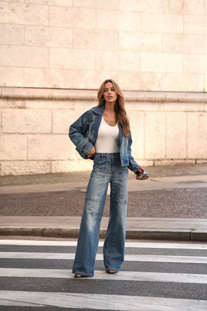 CALÇA KEILA JEANS CÓS ELÁSTICO - AZUL