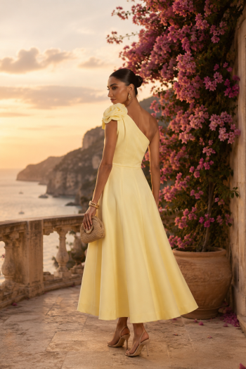 VESTIDO MIDI FLOWERS NULA MANGA - VERDE SÁLVIA 