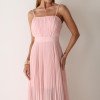 VESTIDO CELINE LONGO PLISSADO CHIFFON - ROSA