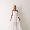 VESTIDO CELINE LONGO PLISSADO CHIFFON - OFF WHITE