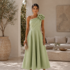 VESTIDO MIDI FLOWERS NULA MANGA - VERDE SÁLVIA 