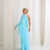 VESTIDO ELÓA CHIFFON NULA MANGA CAPA - AZUL SERENITY