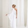 VESTIDO ELÓA CHIFFON NULA MANGA CAPA - OFF WHITE