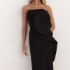 VESTIDO HELOISA ALFAIATARIA LONGUETE MAXI FLOR - PRETO