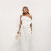 VESTIDO HELOISA ALFAIATARIA LONGUETE MAXI FLOR - OFF WHITE
