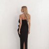 VESTIDO HELOISA ALFAIATARIA LONGUETE MAXI FLOR - PRETO