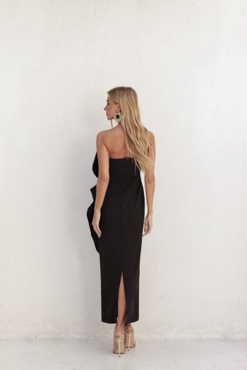 VESTIDO HELOISA ALFAIATARIA LONGUETE MAXI FLOR - PRETO