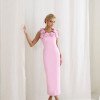 VESTIDO JASMINE LONGUETE TUBINHO FLOWERS ALFAIATARIA - ROSA