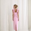 VESTIDO JASMINE LONGUETE TUBINHO FLOWERS ALFAIATARIA - ROSA