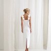 VESTIDO JASMINE LONGUETE TUBINHO FLOWERS ALFAIATARIA - OFF WHITE