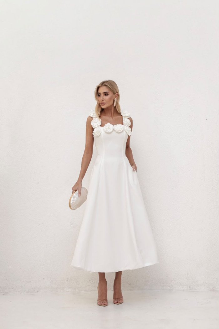 VESTIDO JASMINE GODÊ FLOWERS ALFAIATARIA - OFF WHITE