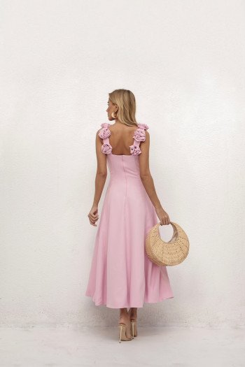 VESTIDO JASMINE GODÊ FLOWERS ALFAIATARIA - ROSA