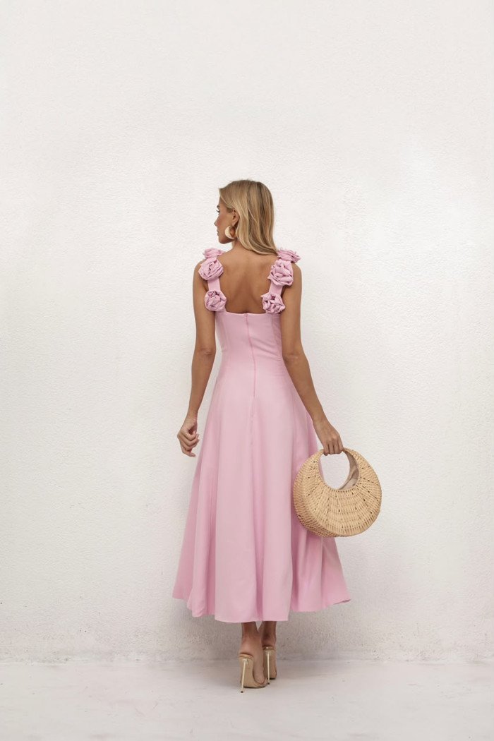 VESTIDO JASMINE GODÊ FLOWERS ALFAIATARIA - ROSA