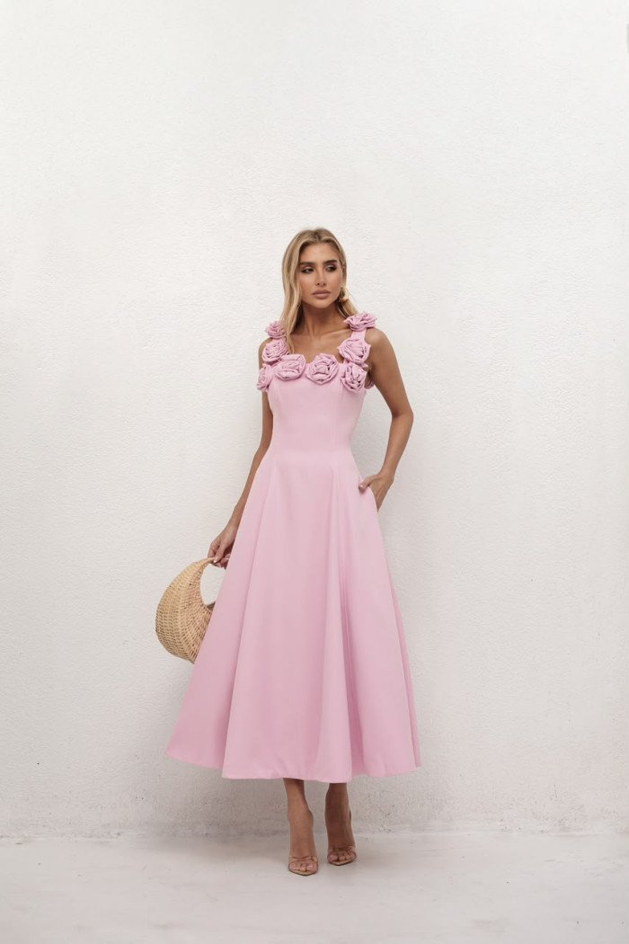 VESTIDO JASMINE GODÊ FLOWERS ALFAIATARIA - ROSA