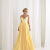 VESTIDO LIZ SAIA PLISSADA BABADO - AMARELO