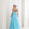 VESTIDO LIZ SAIA PLISSADA BABADO - AZUL TURQUESA