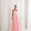 VESTIDO LIZ SAIA PLISSADA BABADO - ROSA