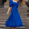 VESTIDO BALI MIDI MANGA BUFANTE - AZUL ROYAL