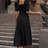 VESTIDO BALI MIDI MANGA BUFANTE - PRETO