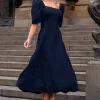 VESTIDO BALI MIDI MANGA BUFANTE - AZUL MARINHO