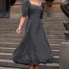 VESTIDO BALI MIDI MANGA BUFANTE - CINZA