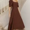 VESTIDO BALI MIDI MANGA BUFANTE - MARROM