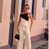 CONJUNTO VERÔNICA ALFAIATARIA BICOLOR - BRANCO COM PRETO