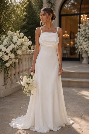 VESTIDO MARISOL LONGO DECOTE DEGAGÊ ALÇAS - OFF WHITE