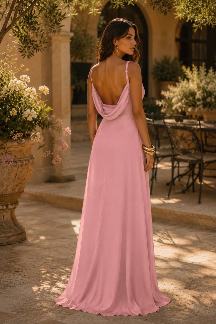 VESTIDO MARISOL LONGO DECOTE DEGAGÊ ALÇAS - ROSA