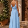VESTIDO MARISOL LONGO DECOTE DEGAGÊ ALÇAS - AZUL SERENITY