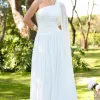 VESTIDO LONGO RUBI UM OMBRO CAPA DRAPEADO - OFF WHITE