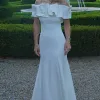 VESTIDO VIOLETA LONGO BABADOS OMBRO A OMBRO - OFF WHITE