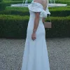 VESTIDO VIOLETA LONGO BABADOS OMBRO A OMBRO - OFF WHITE