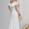 VESTIDO VIOLETA LONGO BABADOS OMBRO A OMBRO - OFF WHITE