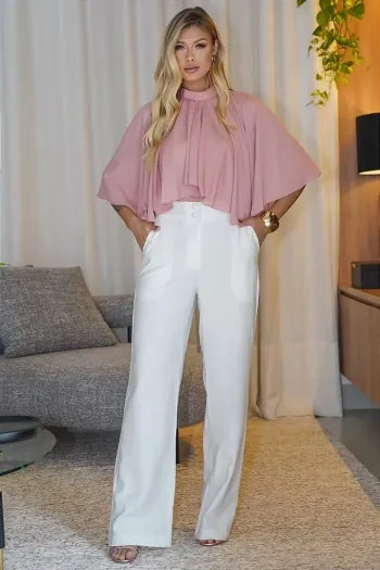 CALÇA HELOISA ALFAIATARIA COM BOLSO FRENTE - OFF WHITE
