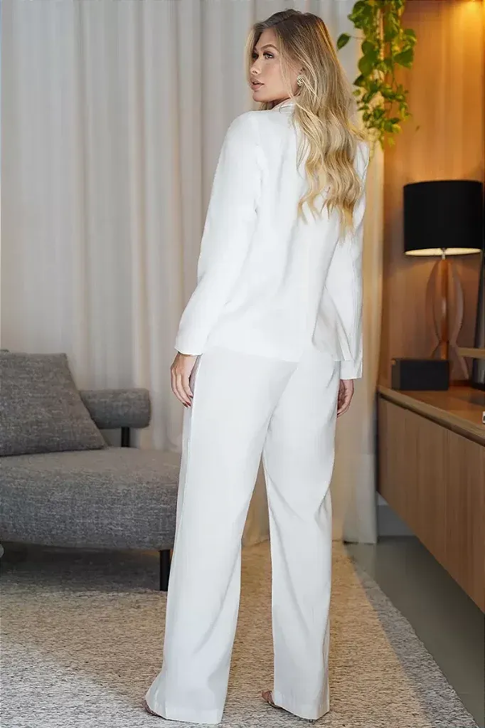 CALÇA HELOISA ALFAIATARIA COM BOLSO FRENTE - OFF WHITE