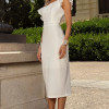 VESTIDO MONICA MIDI COM BABADOS E ALÇA FINA - OFF WHITE