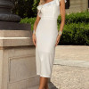 VESTIDO MONICA MIDI COM BABADOS E ALÇA FINA - OFF WHITE