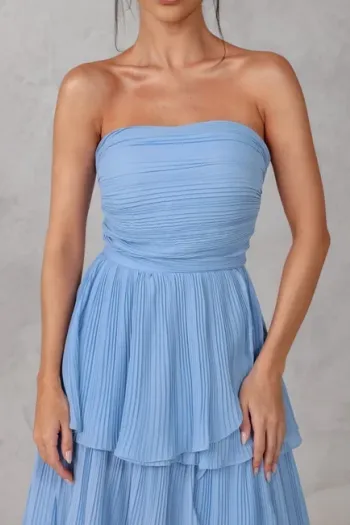 VESTIDO ESPANHA LONGO T.Q.C CAMADAS - AZUL SERENITY
