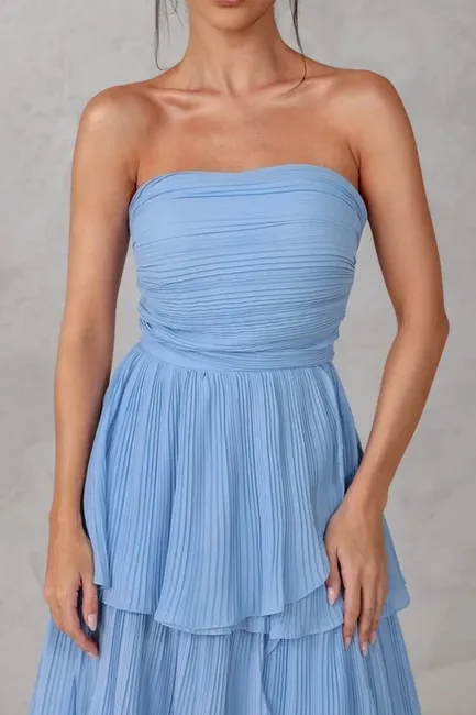 VESTIDO ESPANHA LONGO T.Q.C CAMADAS - AZUL SERENITY