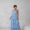 VESTIDO ESPANHA LONGO T.Q.C CAMADAS - AZUL SERENITY