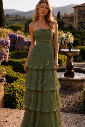 VESTIDO ESPANHA LONGO T.Q.C CAMADAS - VERDE MILITAR